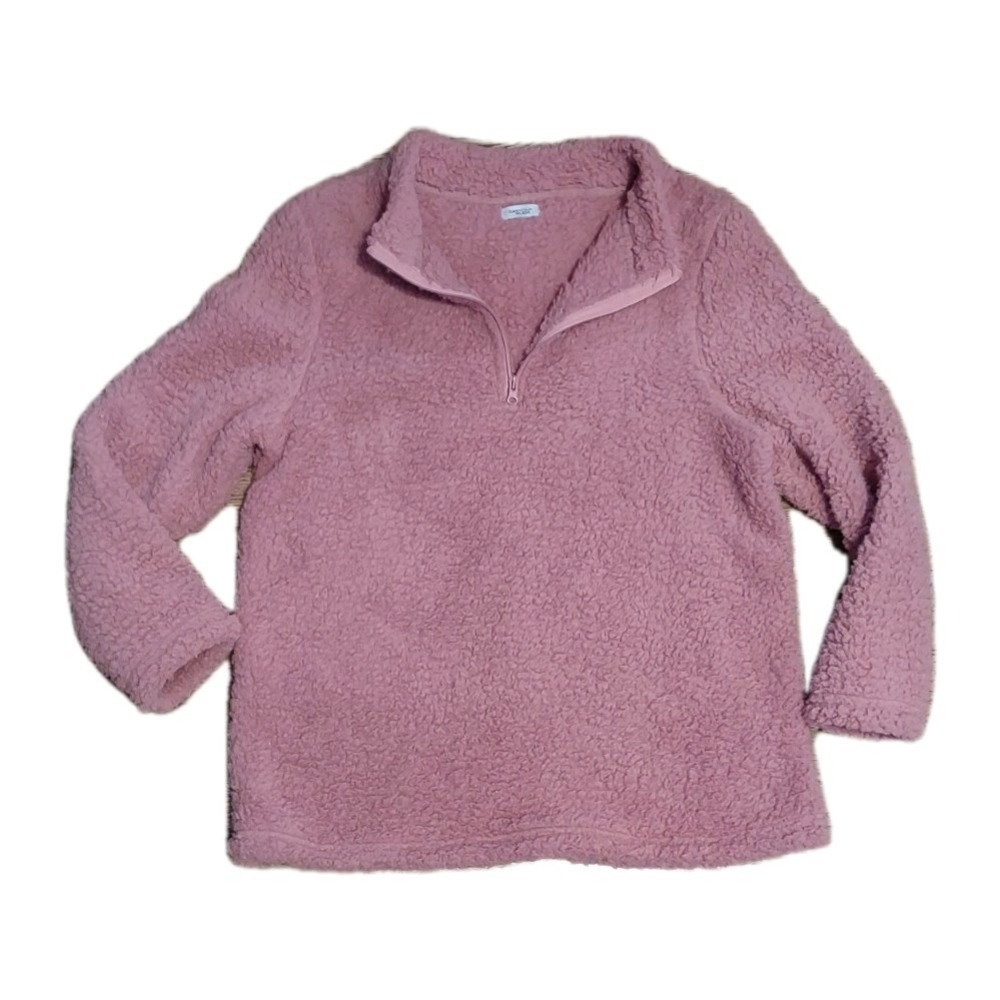 Canyon River Pink Sherpa Fleece Quarter Zip Pullover Sweater Soft Warm